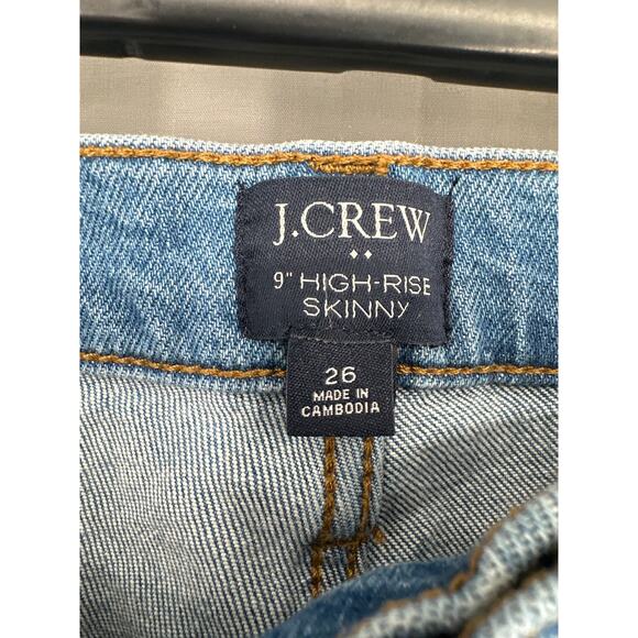 J Crew Jeans Women 26 High Rise Skinny Stretch Button Fly 9 Inch Light Wash Crop - Picture 2 of 9